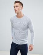 Burton Menswear Long Sleeve T-shirt In Navy Stripe - Navy