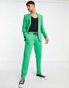 Asos Design Super Skinny Suit Pants With Jogger Waist In Green Crepe