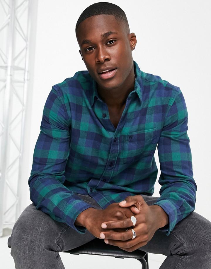 Wrangler Pocket Check Long Sleeve Shirt-blues