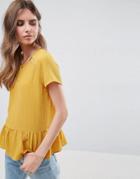 B.young Peplum Hem T-shirt With Cut Outs - Yellow