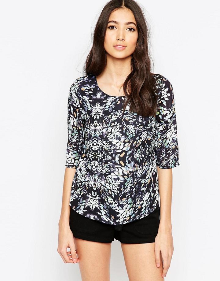 Sugarhill Boutique Louise Blurred Spot Top - Black