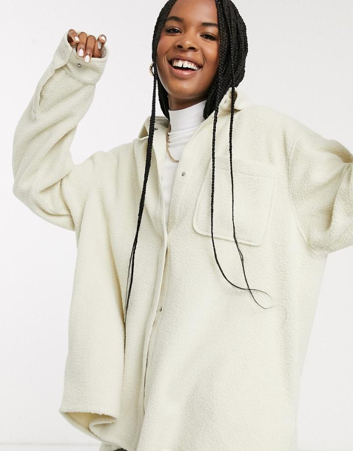 Weekday Oversized Fleece Shirt In Dusty Beige