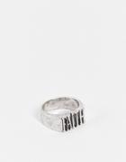 Asos Design Signet Ring With Faith Text In Burnished Silver Tone