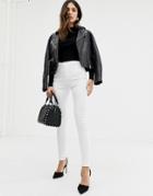Asos Design Ridley High Waisted Skinny Jeans In Optic White - White