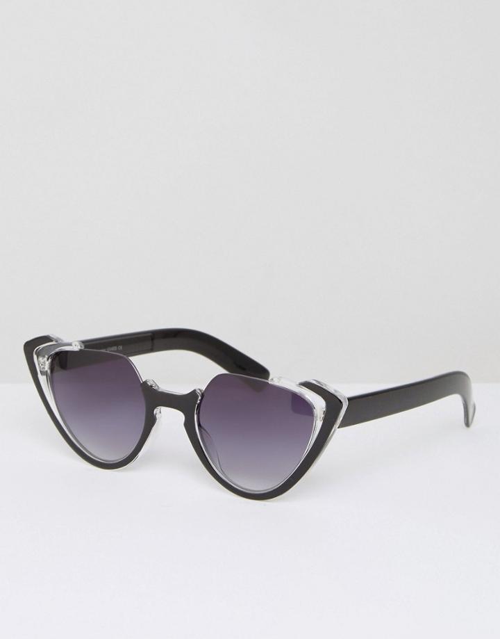 7x Cat Eye Sunglasses With Clear Frame Detail - Brown