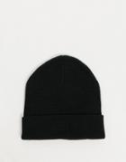 Asos Design Recycled Polyester Blend Deep Turn Up Beanie Hat In Black