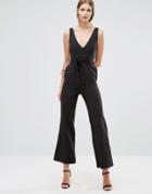 Oh My Love Jumpsuit With Tie Wrap - Black