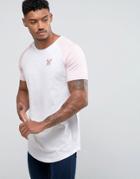Good For Nothing Muscle Raglan T-shirt In White With Pink Sleeves - White