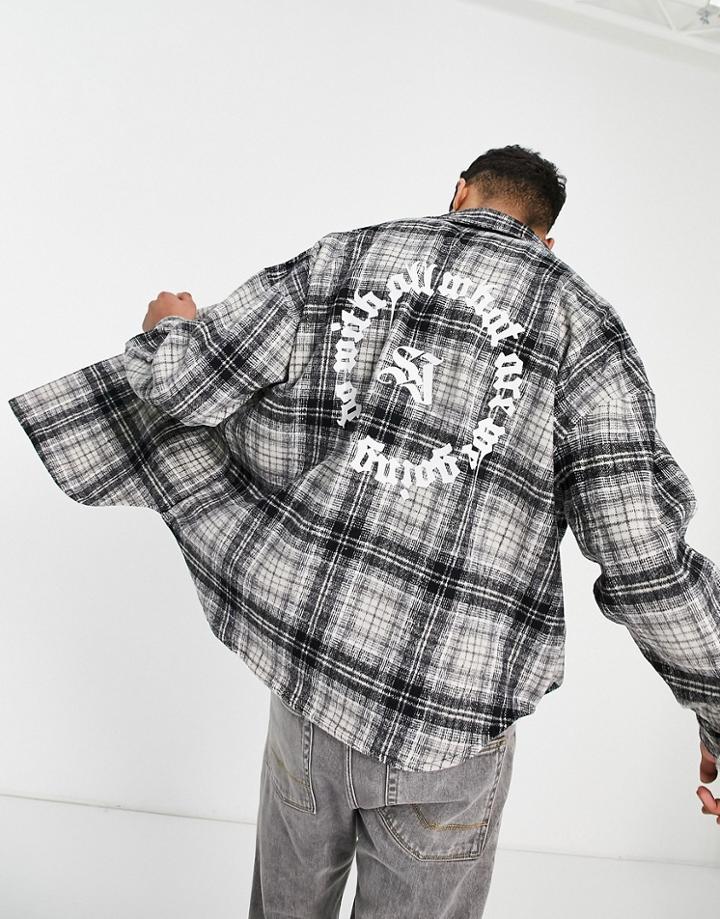 Sixth June Tartan Shirt With Backprint In Black