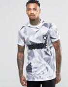 Asos Longline Printed T-shirt In Gray - Gray