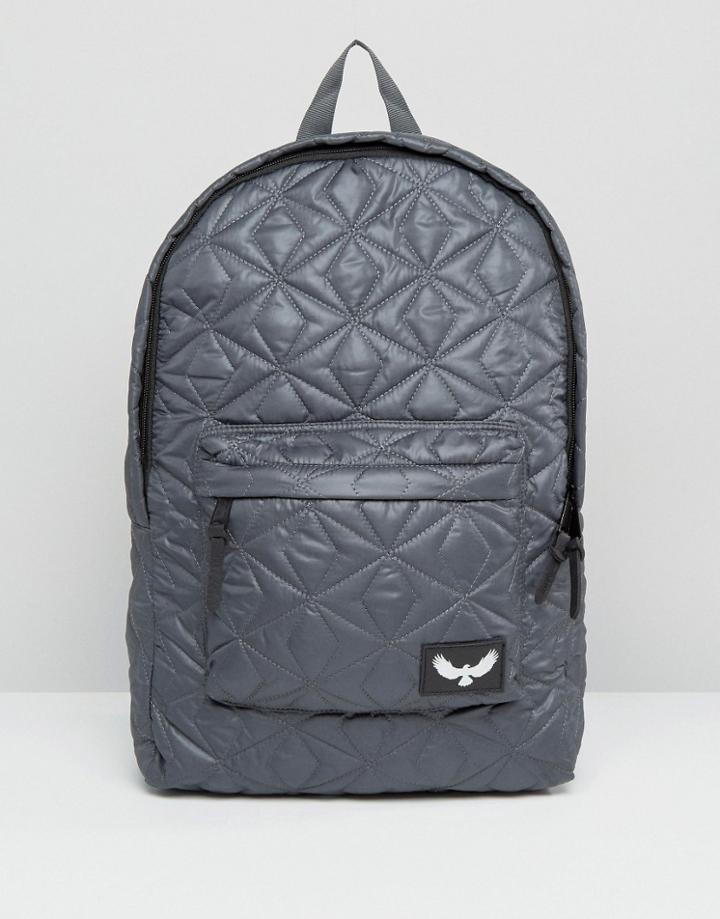 Brave Soul Quilted Backpack With Front Pocket - Gray