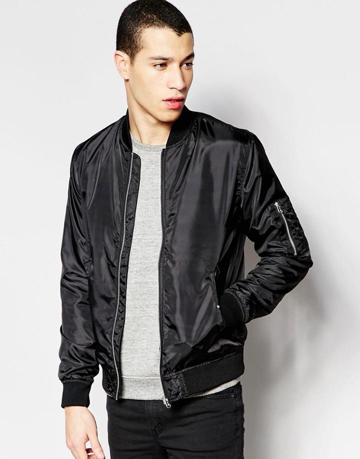 Jack & Jones Lightweight Bomber Jacket - Black