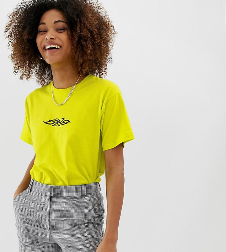 Adolescent Clothing Tattoo Print T-shirt In Neon - Yellow