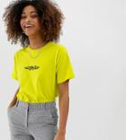 Adolescent Clothing Tattoo Print T-shirt In Neon - Yellow