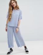 Nobody's Child Wide Leg Plisse Culotte Pants Co-ord - Purple