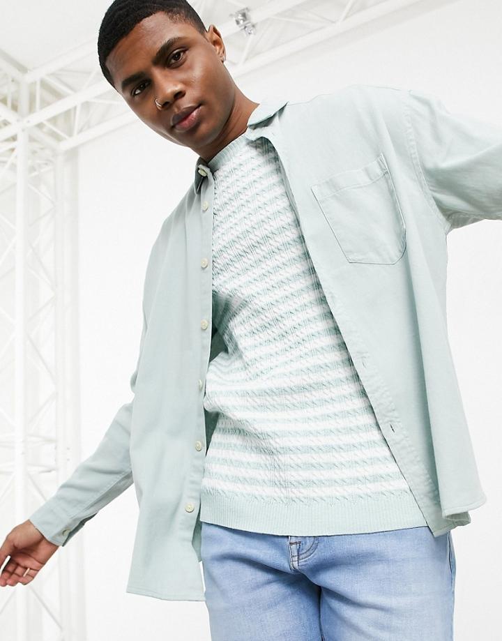 Asos Design 90s Oversized Denim Shirt In Mint-green