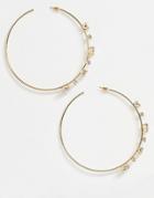 Asos Design Hoop Earrings With Jewel Station Embellishment In Gold Tone