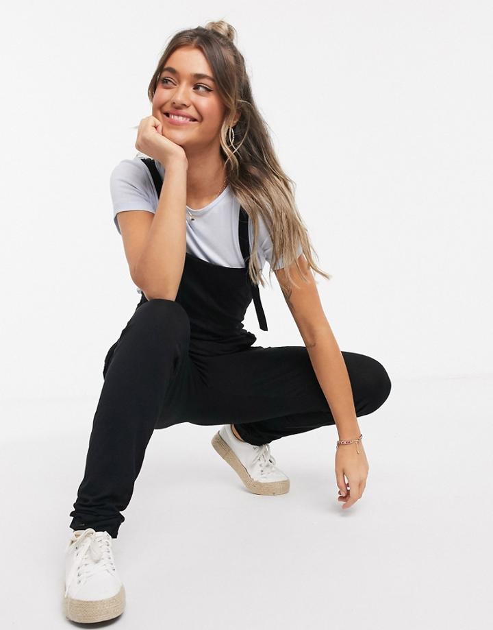 Asos Design Jersey Overalls In Black