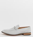 Asos Design Wide Fit Loafers In Pale Gray Faux Suede With Snaffle - Gray