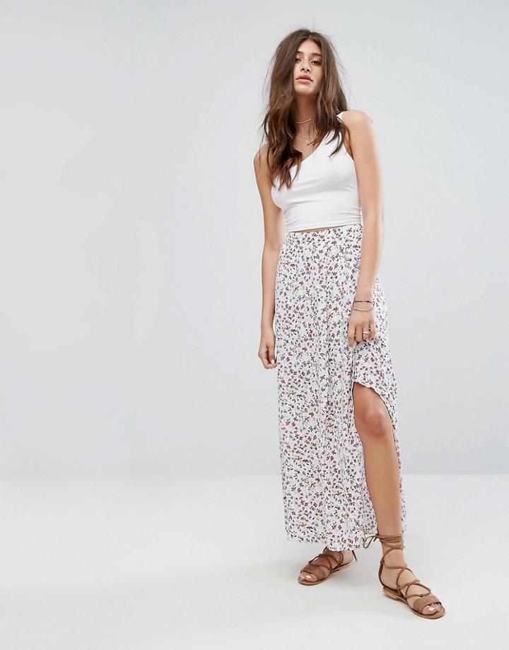 Abercrombie & Fitch Paisley Maxi Skirt - Navy