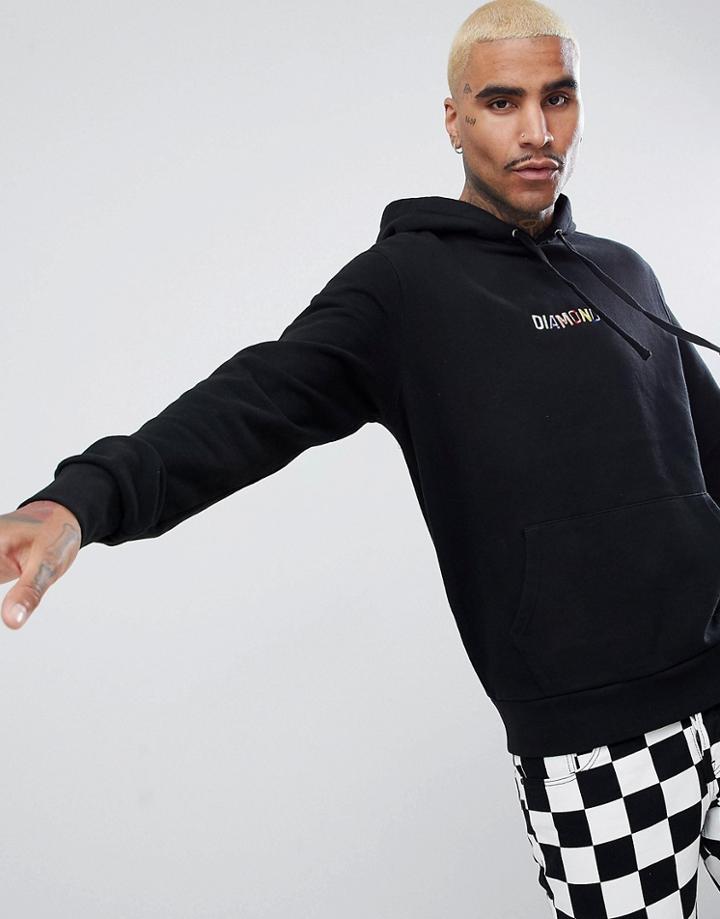 Diamond Supply Hoodie With Chest Logo In Multi Logo - Black
