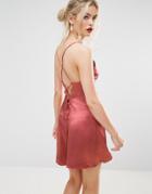 Bec & Bridge Shiny Liquid Envy Back Detail Mini Dress - Pink