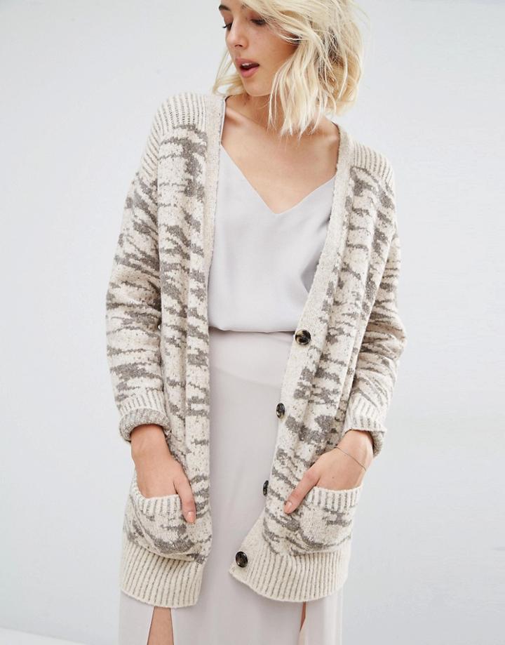 Gat Rimon Aria Pink And Silver Zebra Print Cardigan - Gray