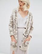 Gat Rimon Aria Pink And Silver Zebra Print Cardigan - Gray