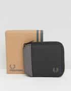 Fred Perry Coated Cotton Zip Around Wallet - Black