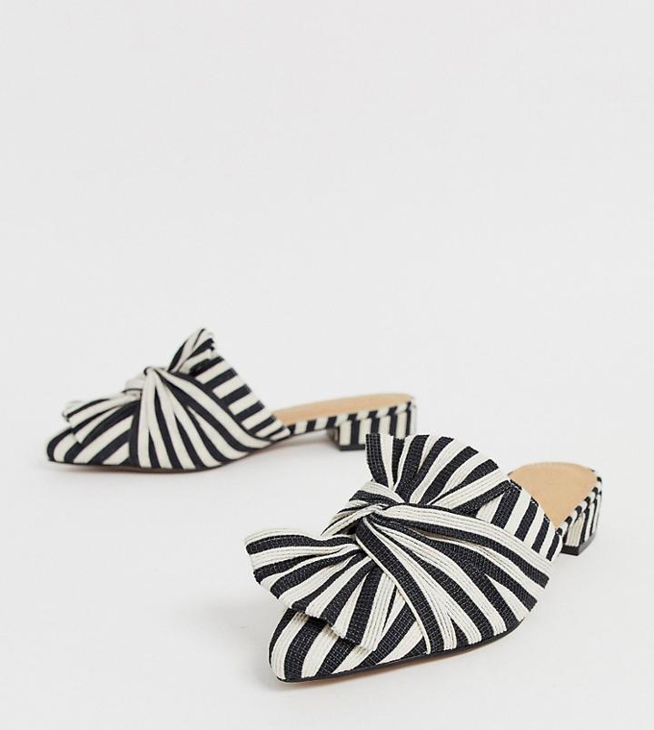 Asos Design Wide Fit Vitto Bow Mule In Stripe - Multi