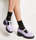Asos Design Wide Fit Stealth Mary Jane Chunky Mid Heeled Shoes In Lilac-purple