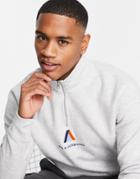 Jack & Jones Originals Oversized 1/4 Zip Sweatshirt With Retro Logo In Gray Heather-grey