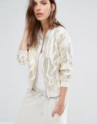 Vila Metallic Print Bomber - White