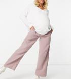 Asos Design Maternity Cheesecloth Pull On Sweatpants In Heather Pink With Under The Bump Band