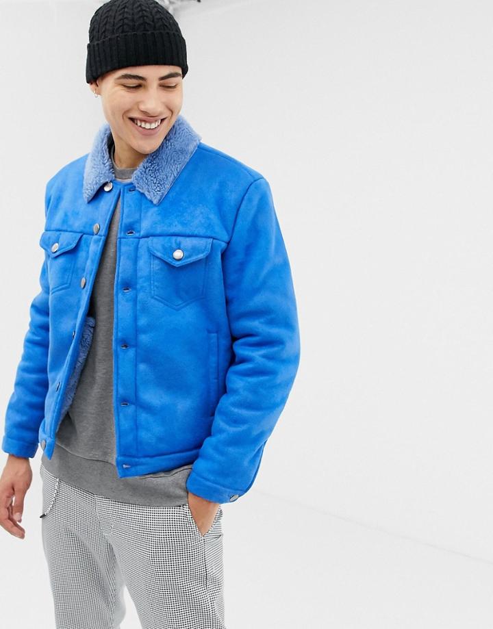 Asos Design Sherarling Western Jacket In Bright Blue - Blue