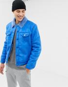 Asos Design Sherarling Western Jacket In Bright Blue - Blue