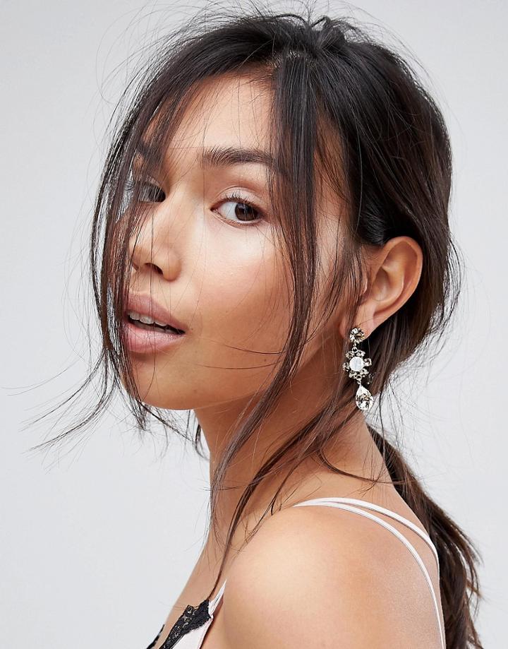 Krystal London Swarovski Crystal Floral Peardrop Earrings - Gold
