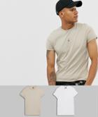 Asos Design 2 Pack T-shirt With Roll Sleeve Save