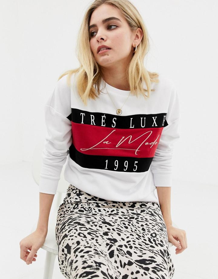 New Look Color Block Sweatshirt - White