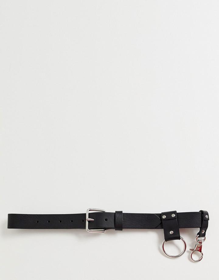 Weekday Key Leather Belt In Black - Black