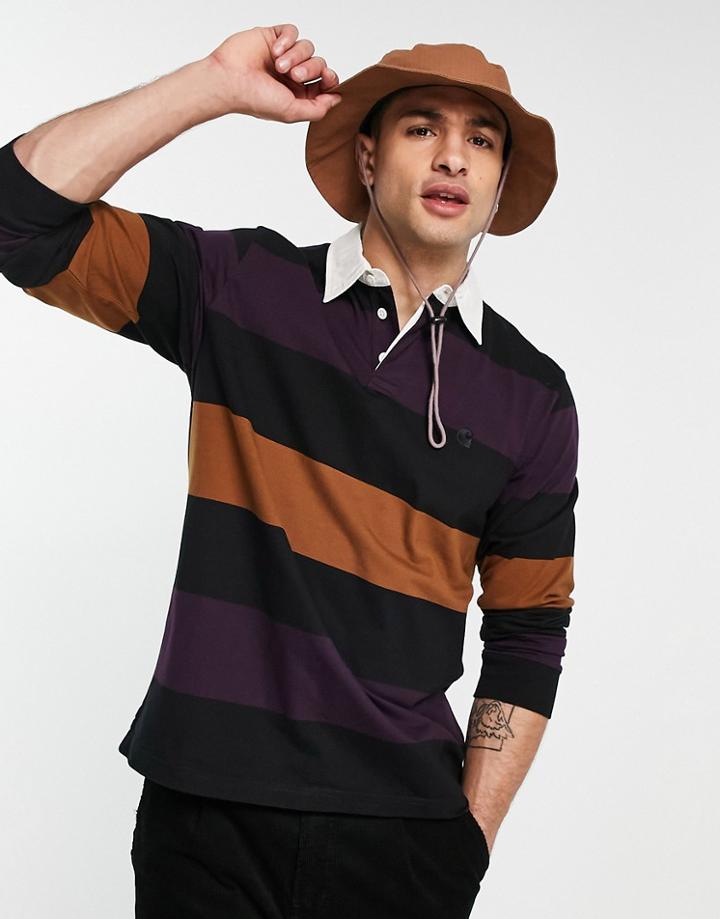 Carhartt Wip Hansen Rugby Polo In Black Multi