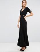 Asos Lace Back Maxi Tea Dress - Black