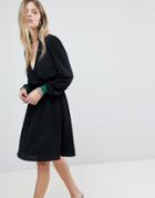 Y.a.s Wrap Dress With Sports Cuff - Black