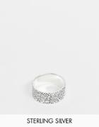 Asos Design Sterling Silver Band Ring With Texture In Silver