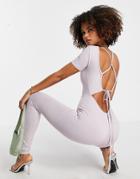 Simmi Strappy Open Back Jumpsuit In Lavender-purple