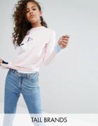 Fila Tall Long Sleeve Top With Logo Tape Detail And Contrast Cuffs - Pink