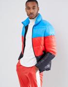Boohooman Color Block Puffer Jacket In Multi - Multi