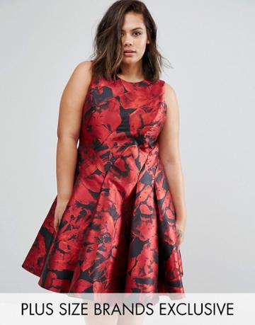 Coast Plus Rose Full Jacquard Dress - Red