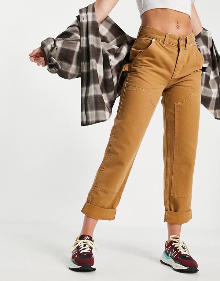 Asos Design Utility Straight Leg Pant In Tan-neutral