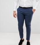 Asos Plus Wedding Super Skinny Suit Pants In Petrol Blue Herringbone - Blue